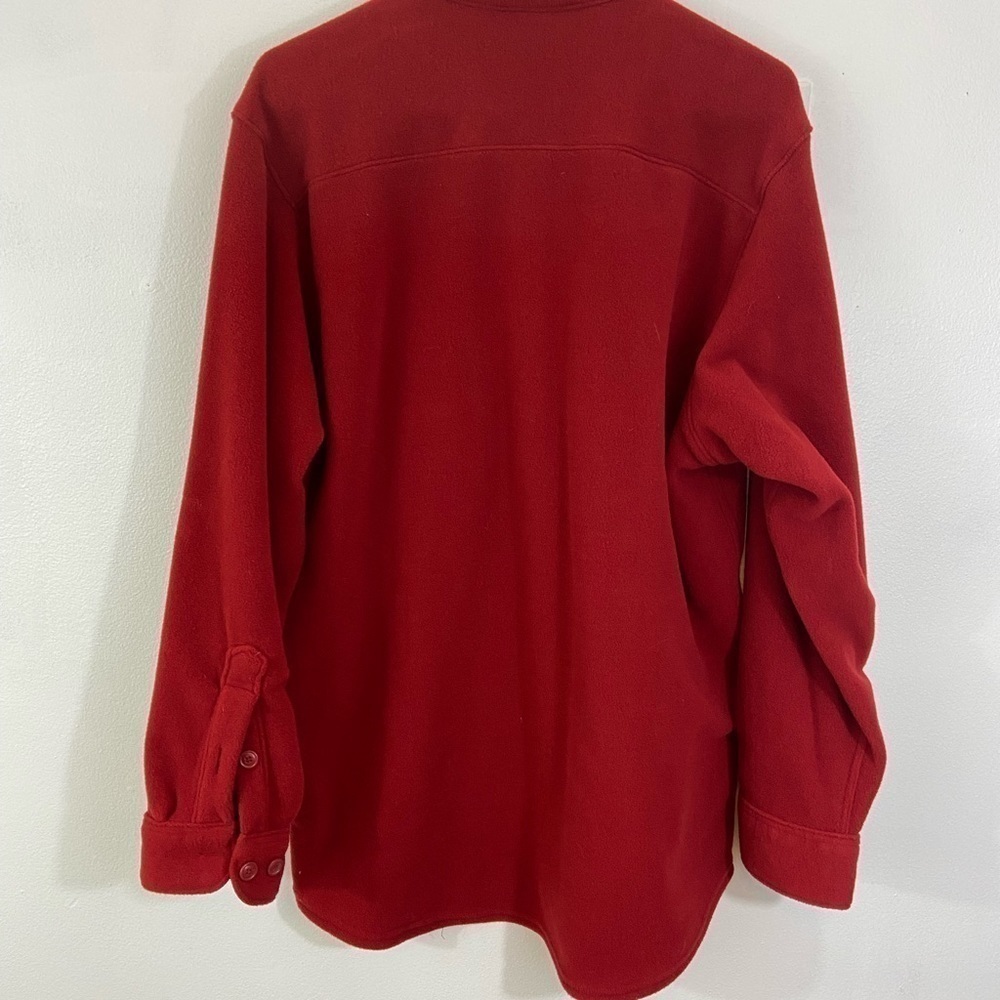 L.L. Bean Freeport Maine Chamois Button Up Shirt Sz Medium Red Polyester Camp - Picture 2 of 9